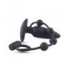 Plug anale con anello fallico vibrante nero Plug anale con anello fallico vibrante nero