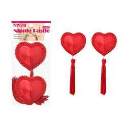 Copri Capezzoli a cuore con frange rossi Copri Capezzoli a cuore con frange rossi