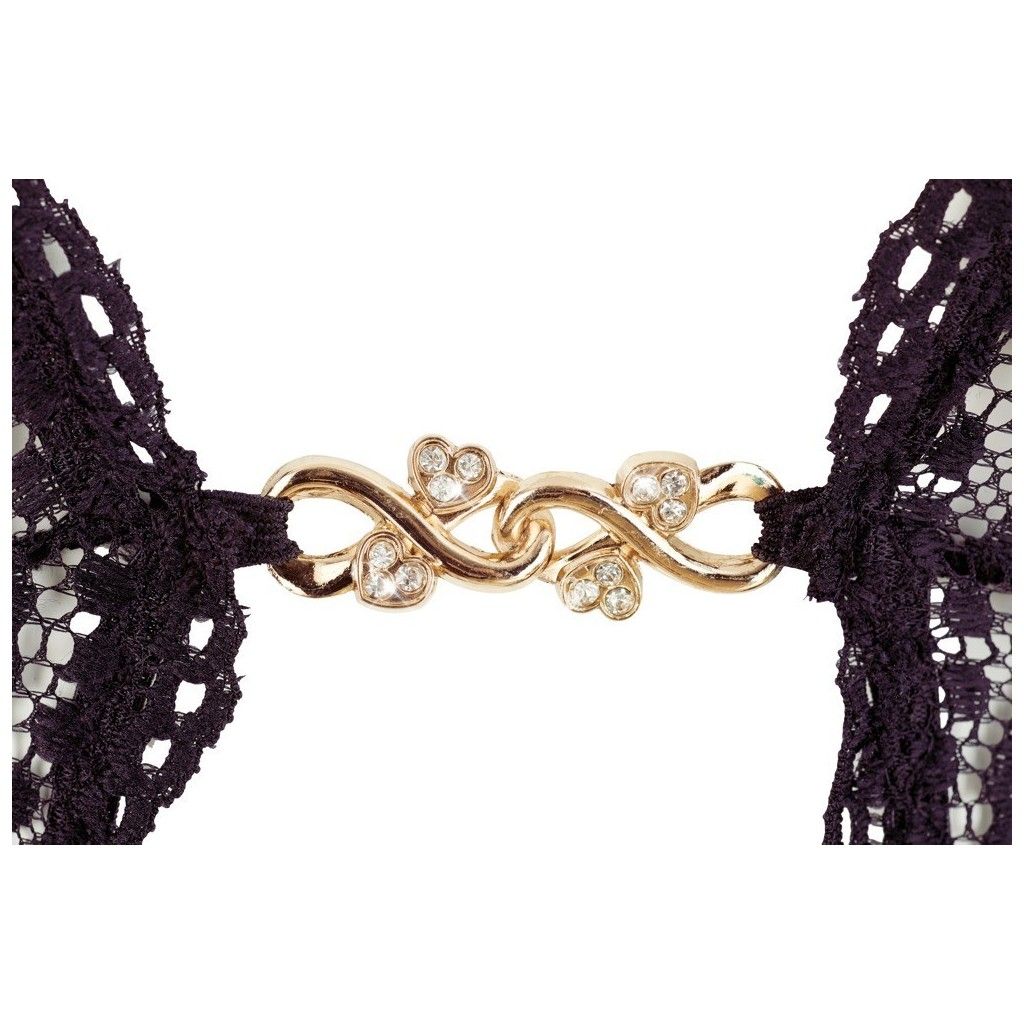 Body pizzo aperto con gioiello strass nero