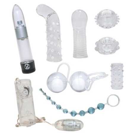 Kit sex toys 9 pz per coppia trasparenti