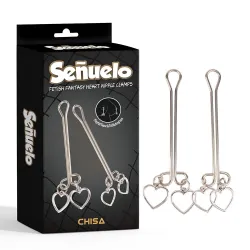 Strizza capezzoli metallo con cuori pendenti