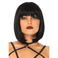 Parrucca Sexy corta liscia nera con frangia