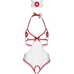 Costume body aperto sexy infermiera 2 pz Costume body aperto sexy infermiera 2 pz
