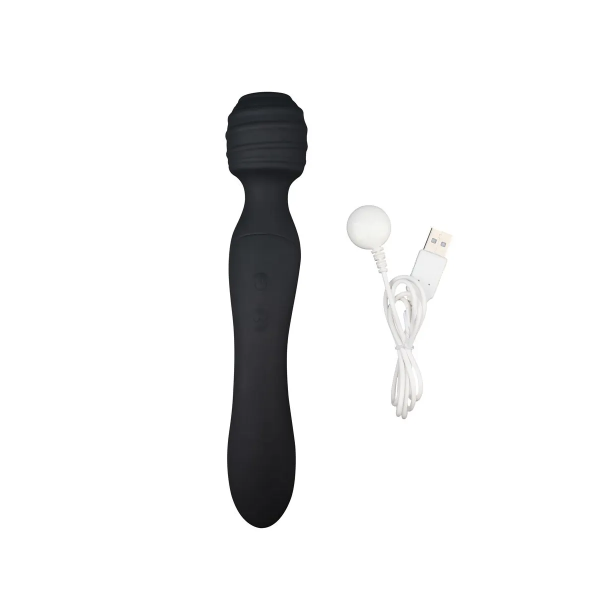 Vibratore Wand doppio piacere nero 22 cm Vibratore Wand doppio piacere nero 22 cm