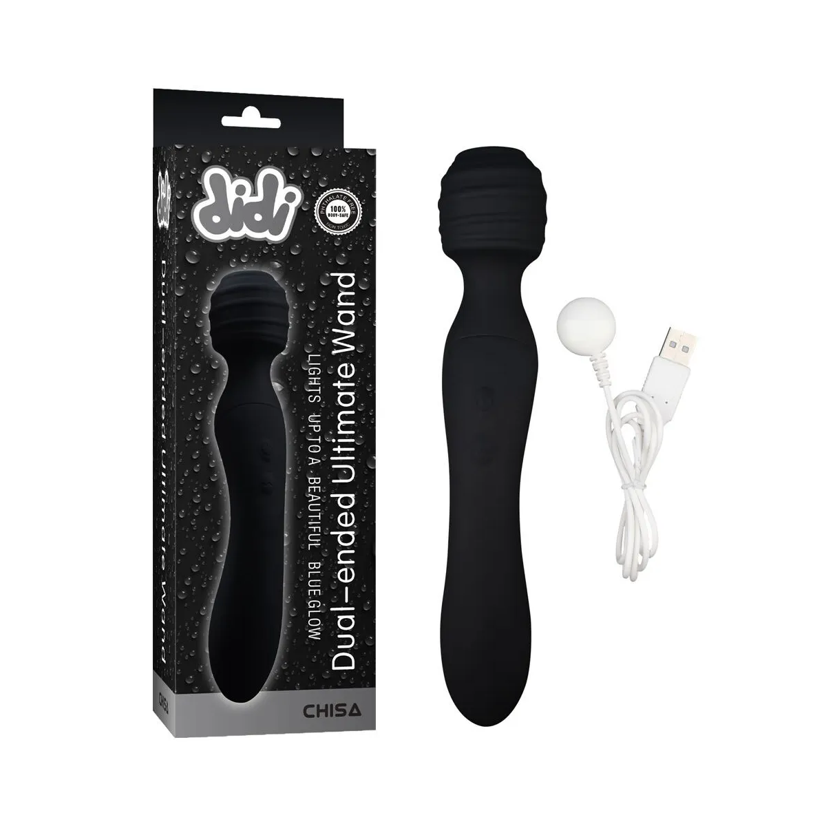 Vibratore Wand doppio piacere nero 22 cm Vibratore Wand doppio piacere nero 22 cm