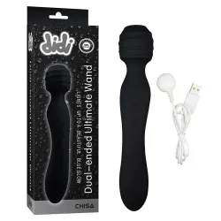 Vibratore Wand doppio piacere nero 22 cm Vibratore Wand doppio piacere nero 22 cm