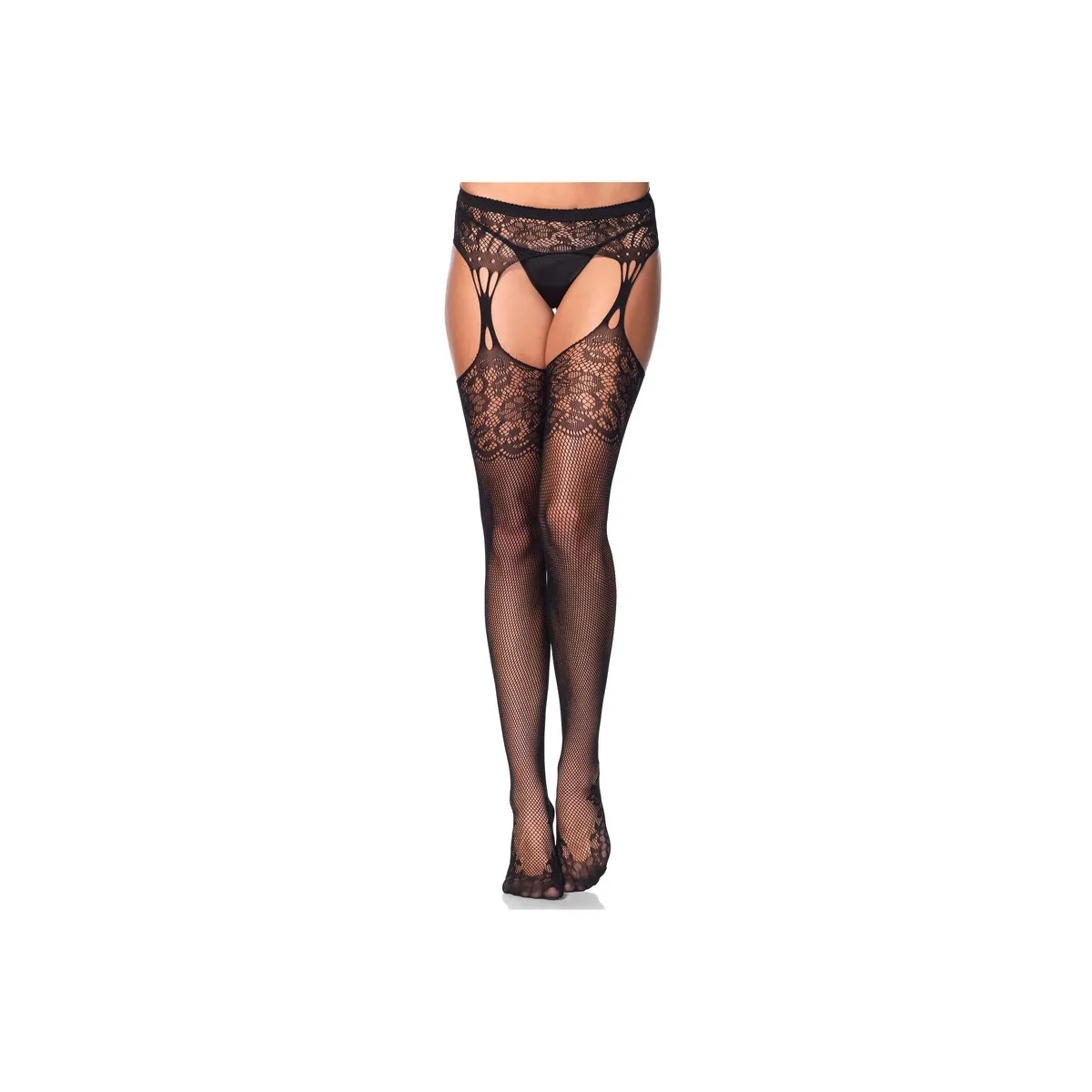 Collant Sexy a rete effetto giarrettiera nero Collant Sexy a rete effetto giarrettiera nero
