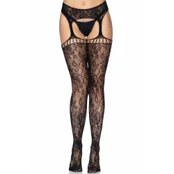 Collant Sexy aperto effetto giarrettiera nero Collant Sexy aperto effetto giarrettiera nero