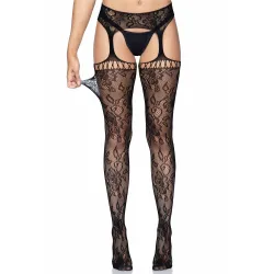 Collant Sexy aperto effetto giarrettiera nero Collant Sexy aperto effetto giarrettiera nero