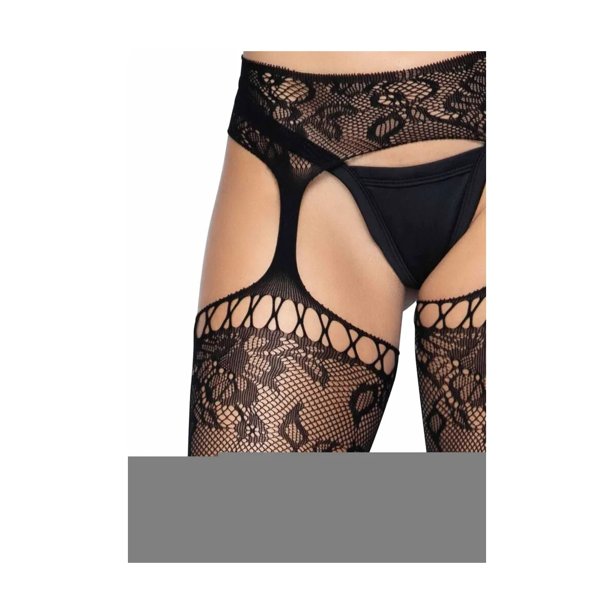 Collant Sexy aperto effetto giarrettiera nero Collant Sexy aperto effetto giarrettiera nero