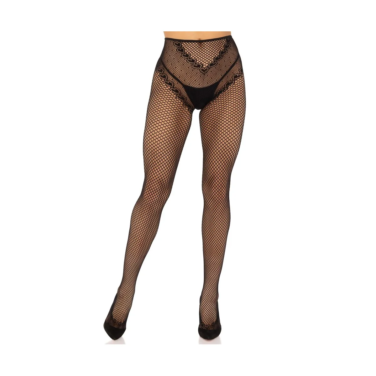 Collant sexy aperto con incrocio retro nero