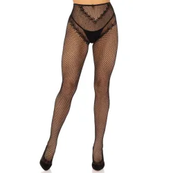 Collant sexy aperto con incrocio retro nero