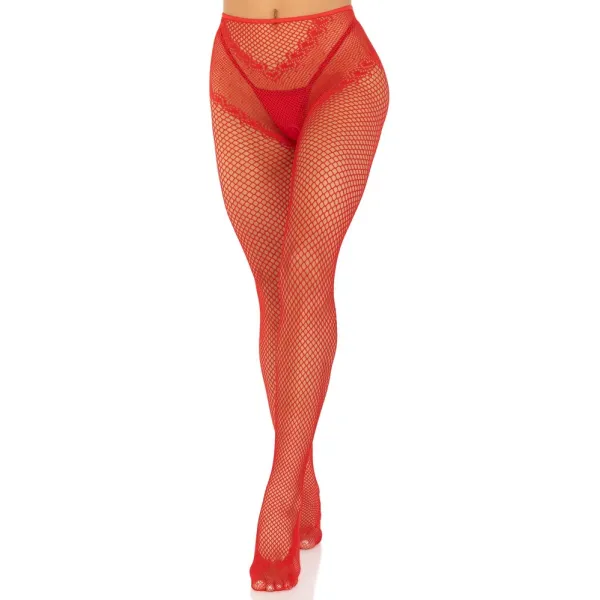 Collant sexy aperto con incrocio retro rosso