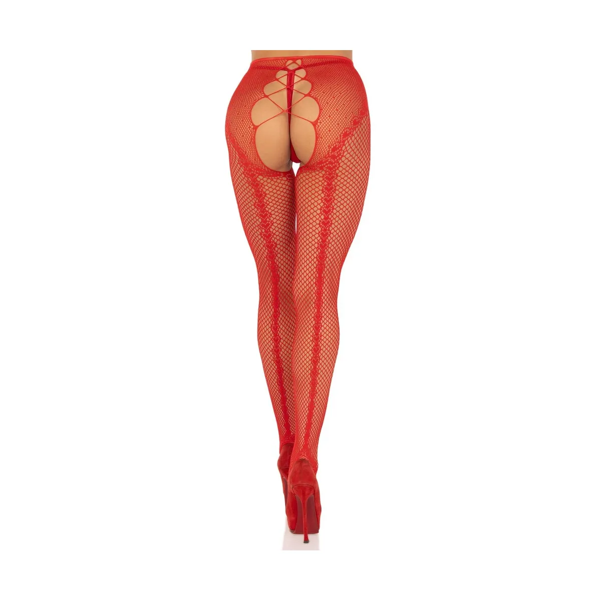 Collant sexy aperto con incrocio retro rosso Collant sexy aperto con incrocio retro rosso