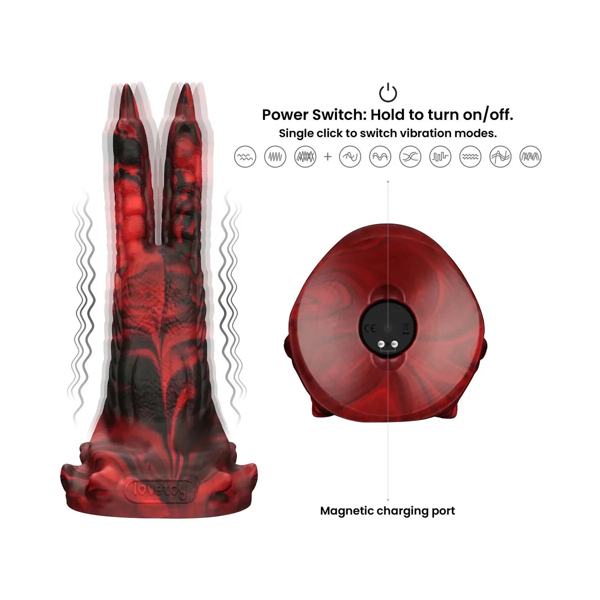 Dildo Monster vibrante doppio 19 cm