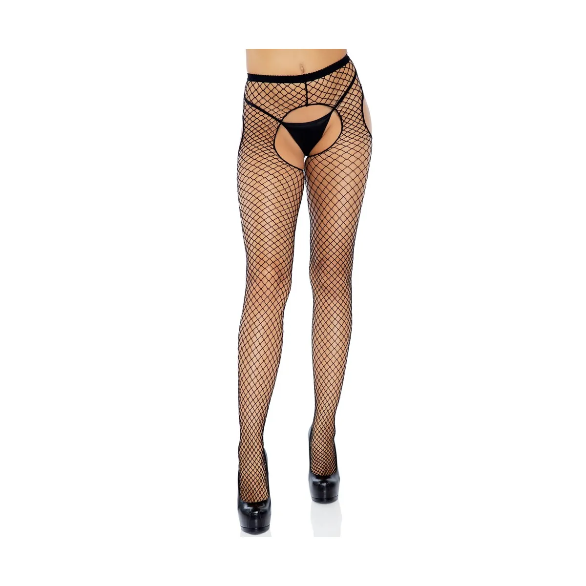 Collant Sexy rete larga aperto inguine e lati Collant Sexy rete larga aperto inguine e lati