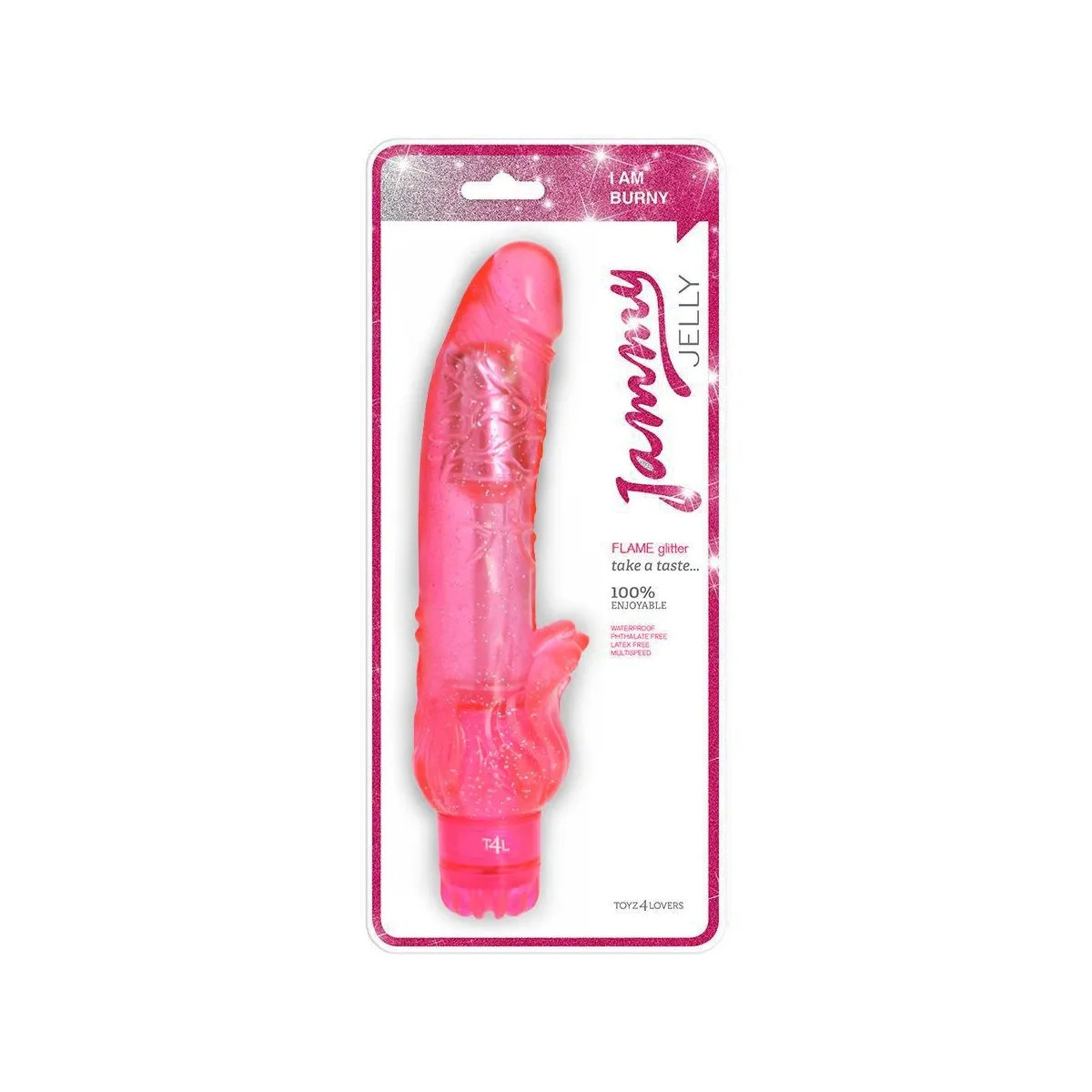 Vibratore Realistico glitterato rosa 24 cm