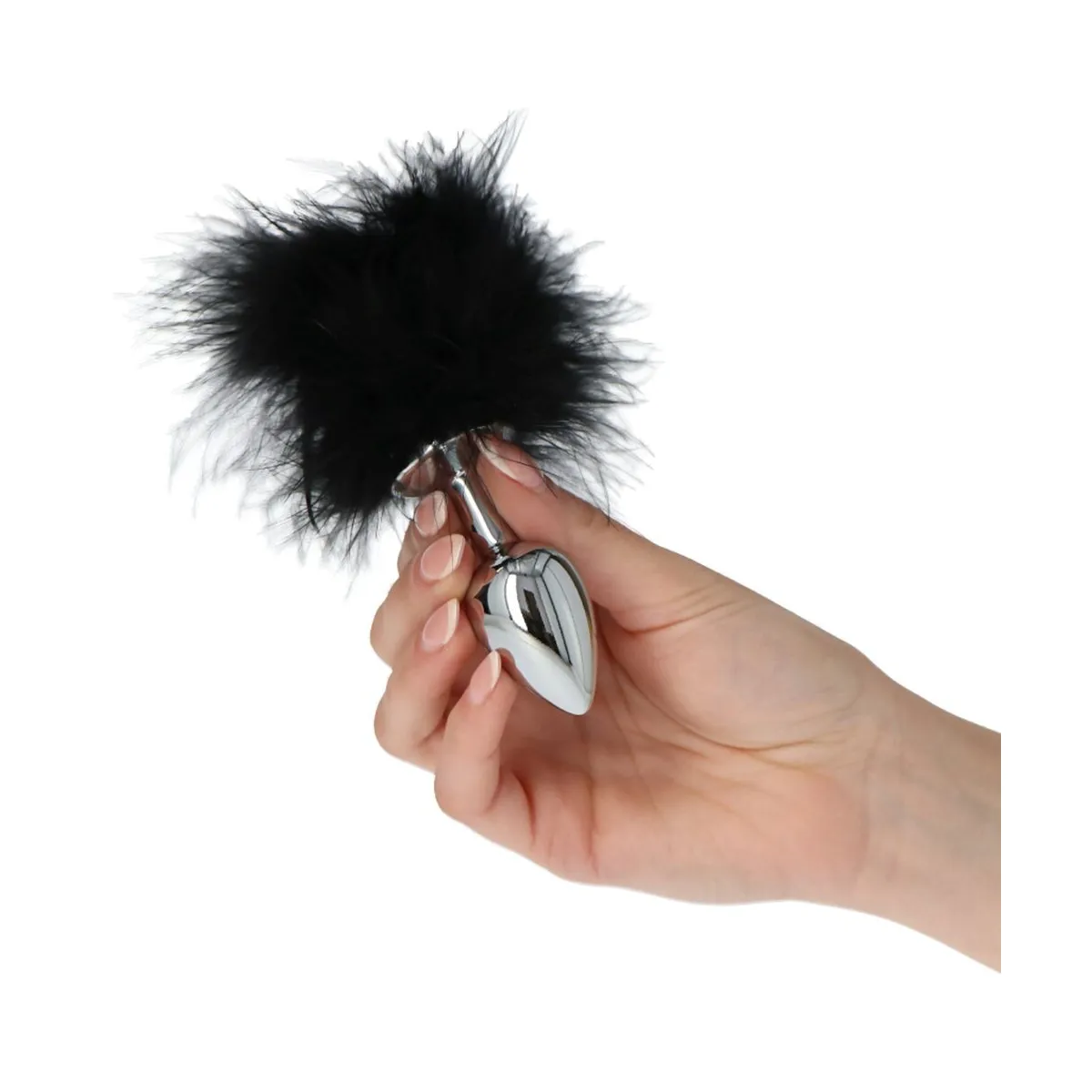 Plug anale metallo 6 cm con pon pon Ø 2,5 cm