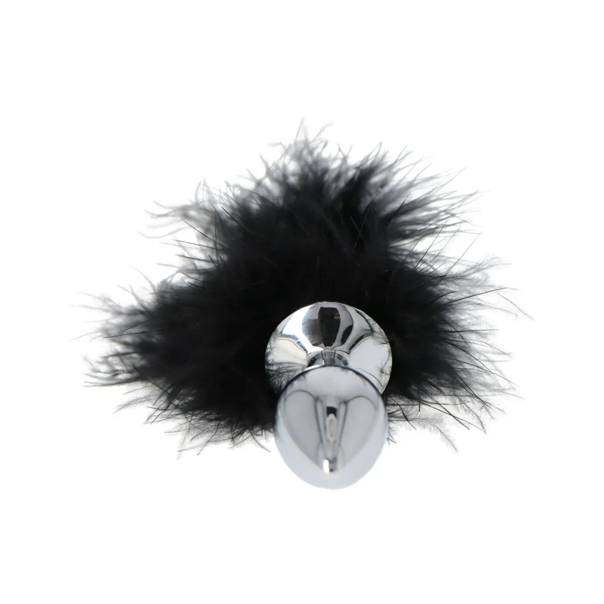 Plug anale metallo 6 cm con pon pon Ø 2,5 cm