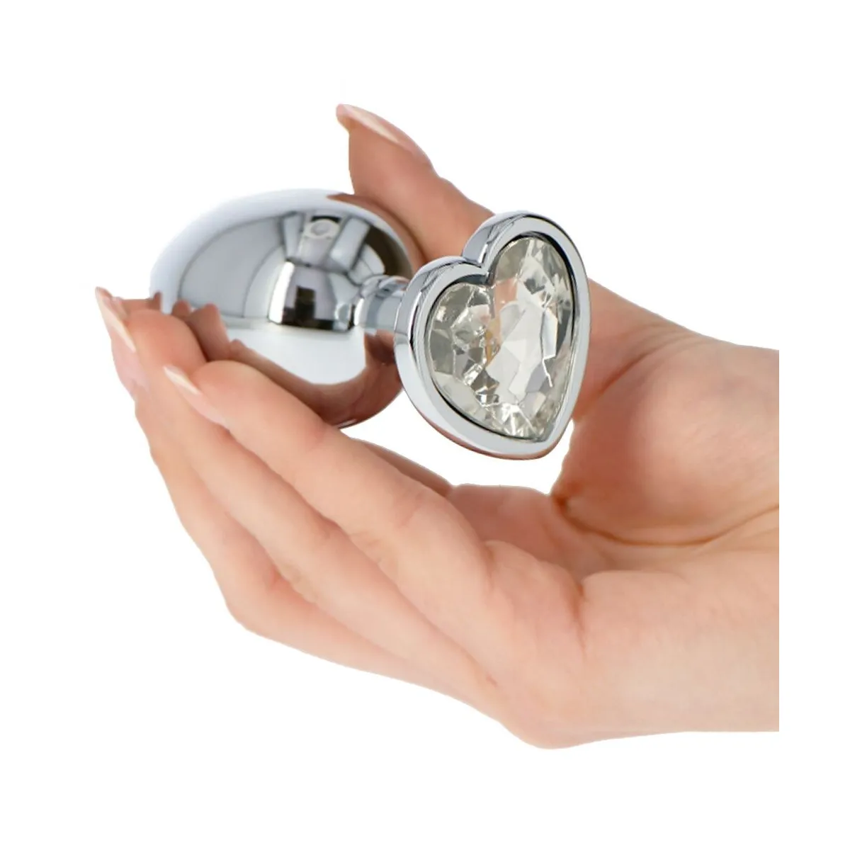 Plug anale metallo 8 cm pietra cuore Ø 4,4 cm