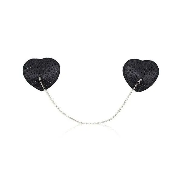 Copri capezzoli forma cuore nero e catenella