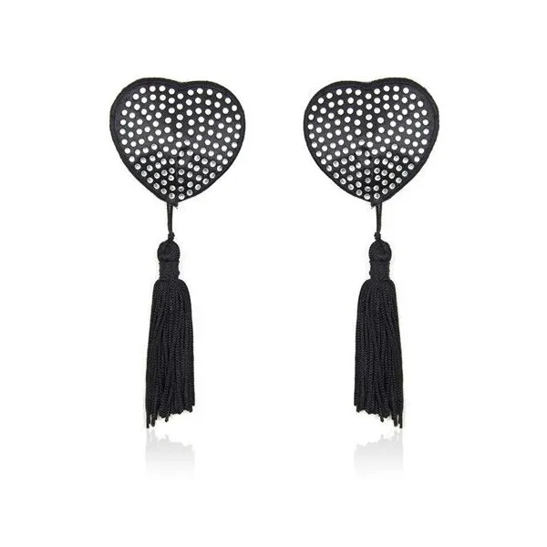 Copri capezzoli a cuore strass e frange