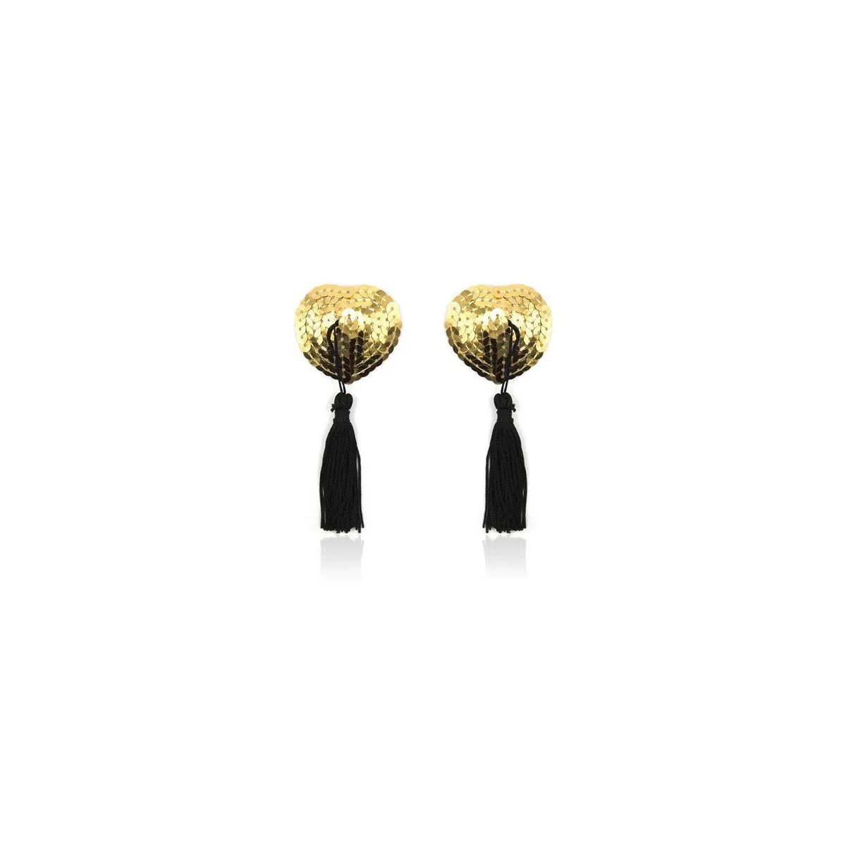 Copri capezzoli cuore paillettes oro e frange