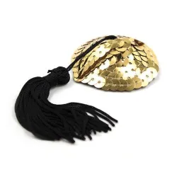 Copri capezzoli cuore paillettes oro e frange Copri capezzoli cuore paillettes oro e frange