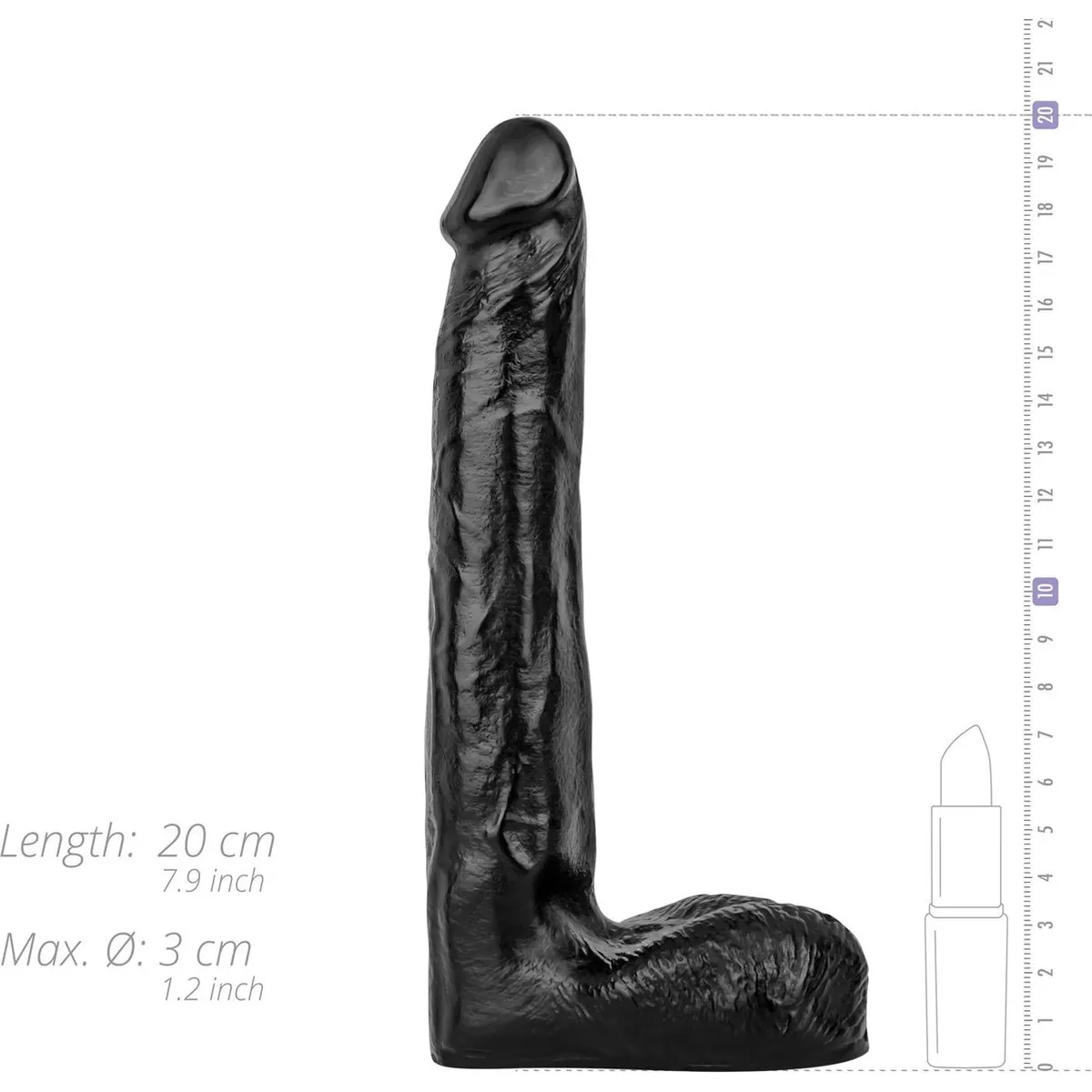 Dildo anale realistico slim all black 21 cm Dildo anale realistico slim all black 21 cm