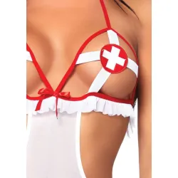 Costume body aperto sexy infermiera 2 pz Costume body aperto sexy infermiera 2 pz