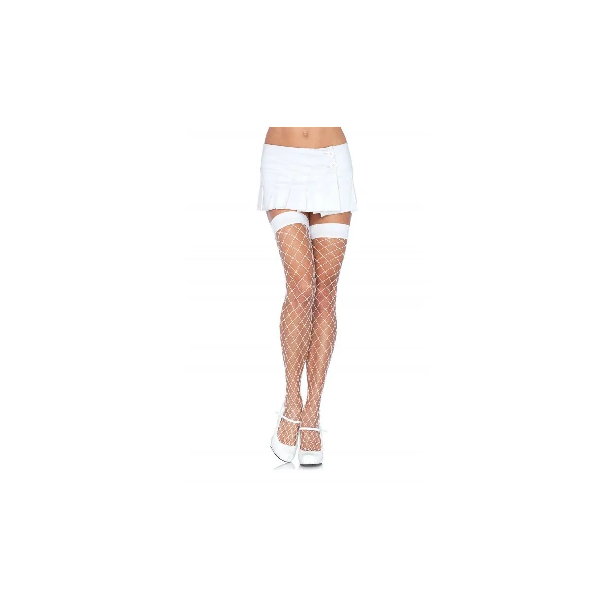 Calze sexy per reggicalze rete larga bianche Calze sexy per reggicalze rete larga bianche