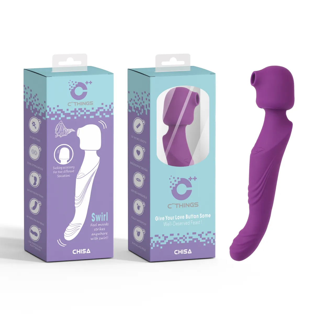 Vibratore Wand con succhia clitoride viola