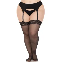 Calze autoreggenti velate nere fascia pizzo