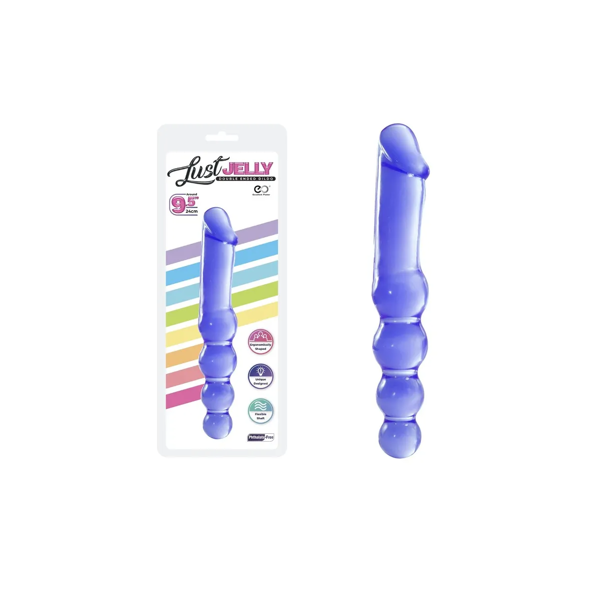 Dildo anale vaginale 2 in 1 Jelly 23,5 cm Dildo anale vaginale 2 in 1 Jelly 23,5 cm