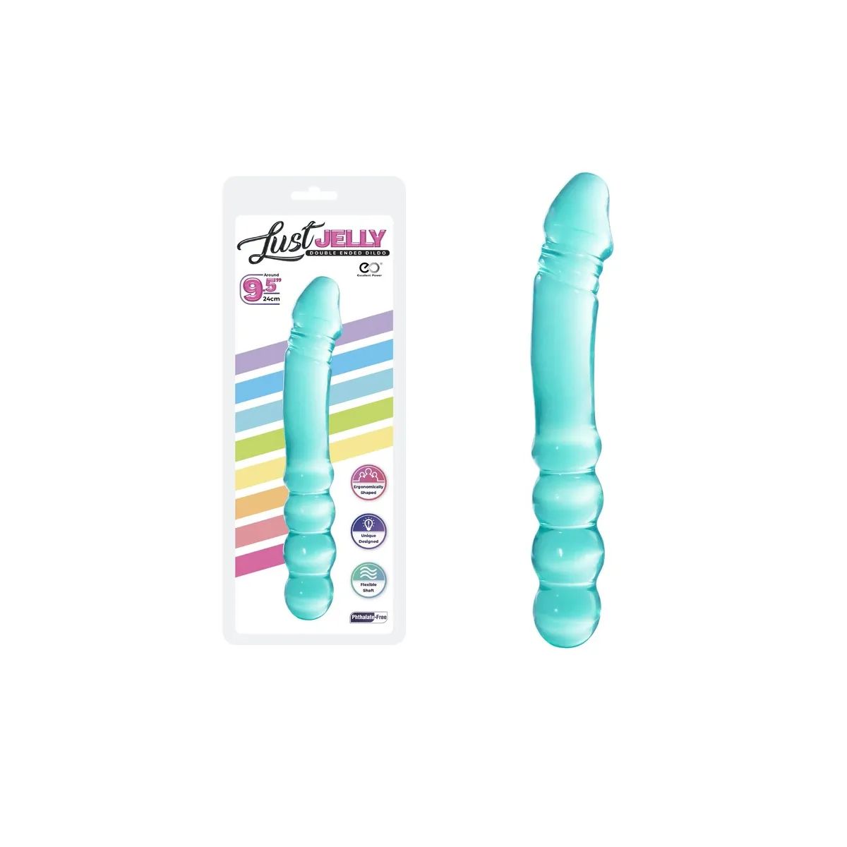 Dildo anale e vaginale doppio Jelly 24 cm Dildo anale e vaginale doppio Jelly 24 cm