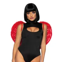 Ali diavoletta sexy in piume sintetiche rosse