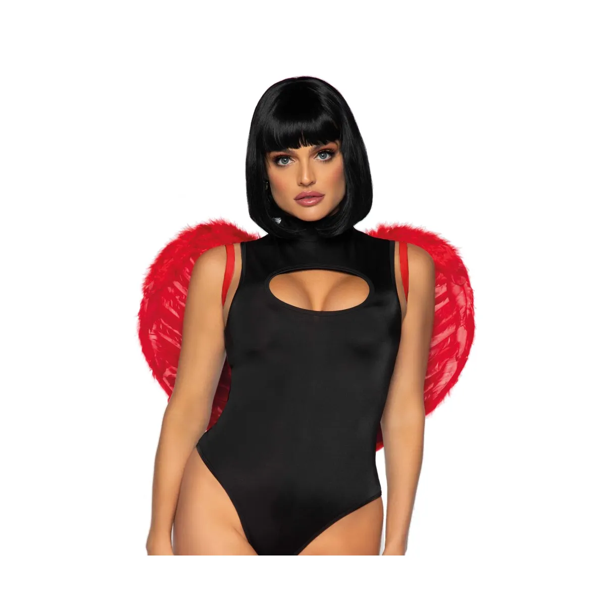 Ali diavoletta sexy in piume sintetiche rosse