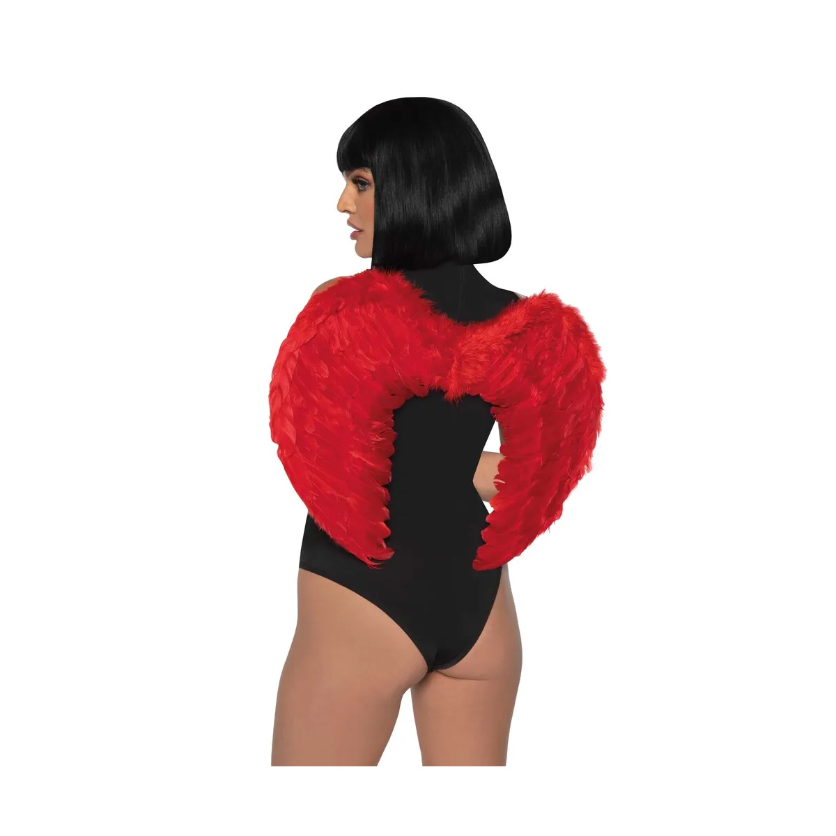 Ali diavoletta sexy in piume sintetiche rosse