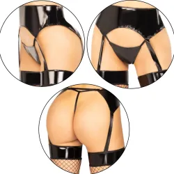 Calze sexy con reggicalze e tanga in vinile Calze sexy con reggicalze e tanga in vinile