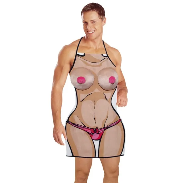 Grembiule sexy unisex scherzoso con seno 3D