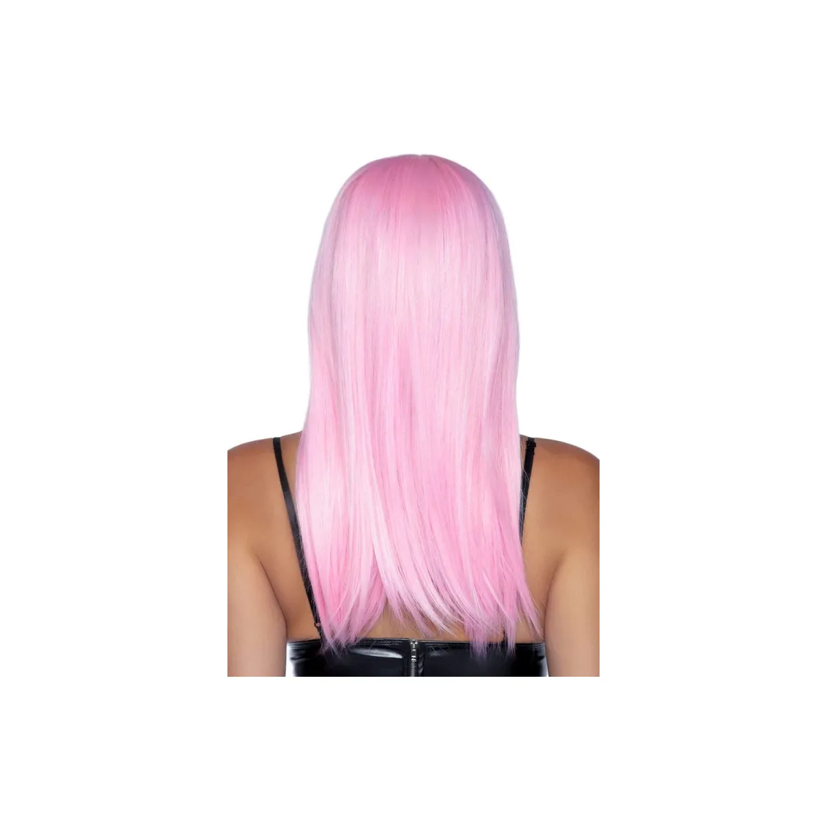 Parrucca Sexy lunga liscia rosa con frangia