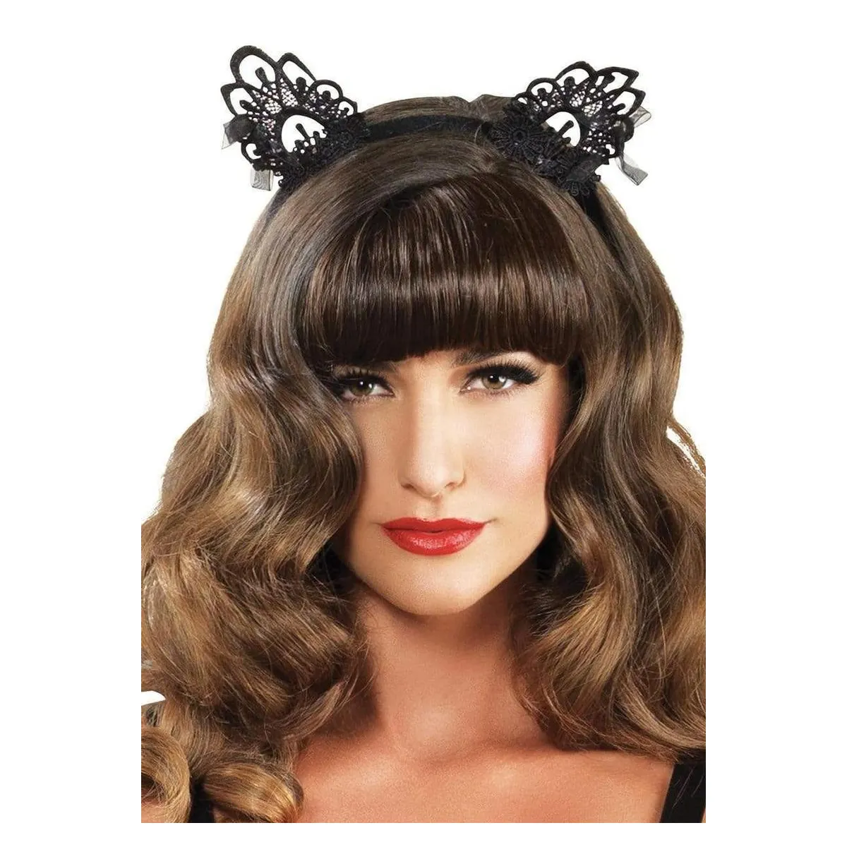 Cerchietto con orecchie gatta pizzo nero Cerchietto con orecchie gatta pizzo nero