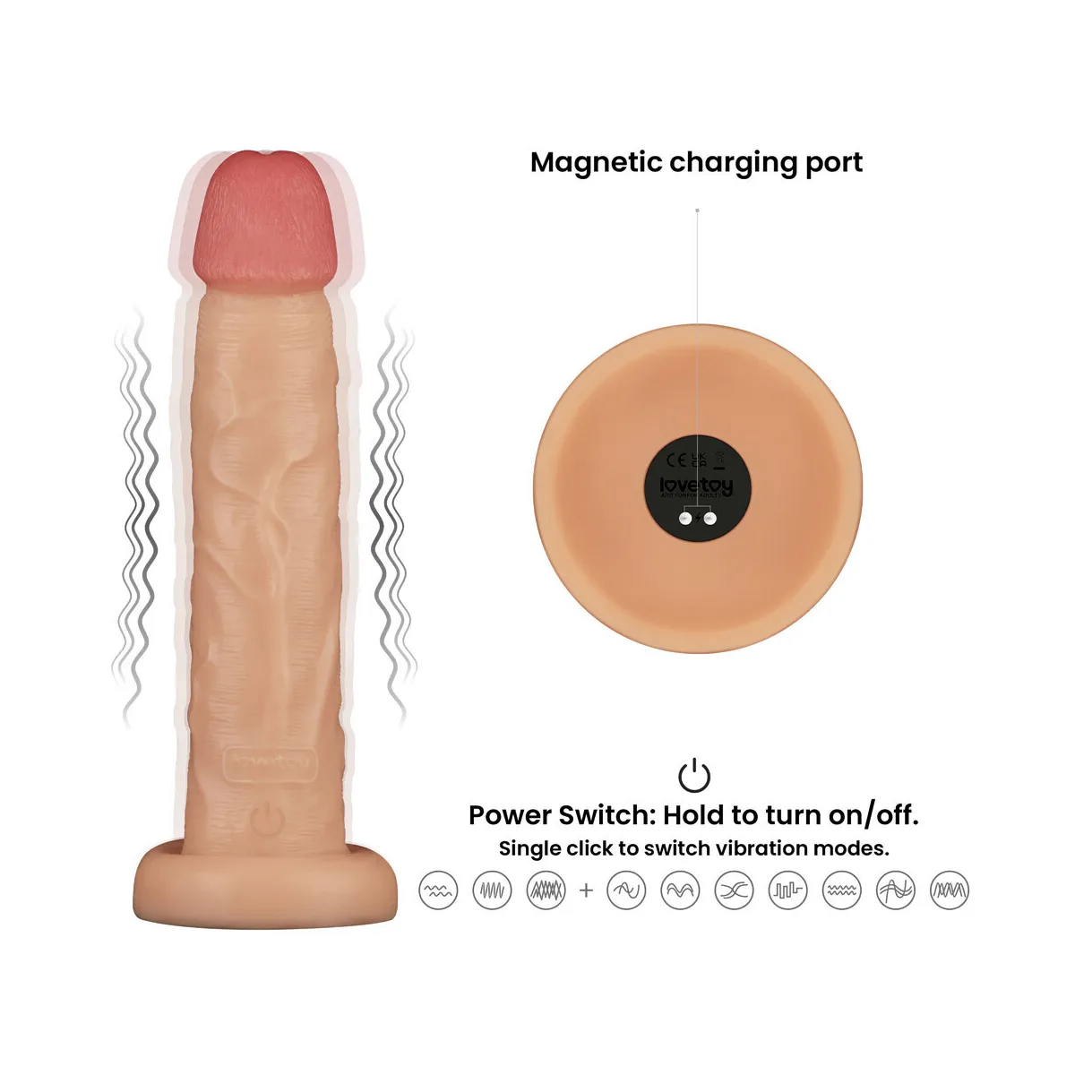 Dildo Realistico vibrante XL chiaro 26 cm