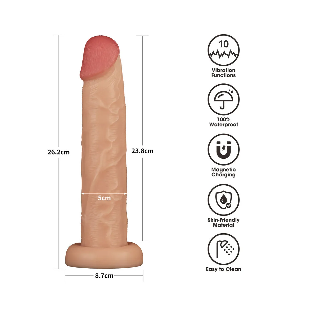 Dildo Realistico vibrante XL chiaro 26 cm