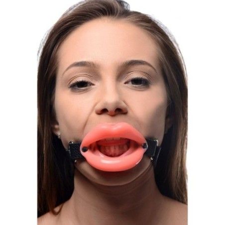O-ring gag fetish labbra rosa aperte