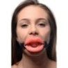 O-ring gag fetish labbra rosa aperte O-ring gag fetish labbra rosa aperte
