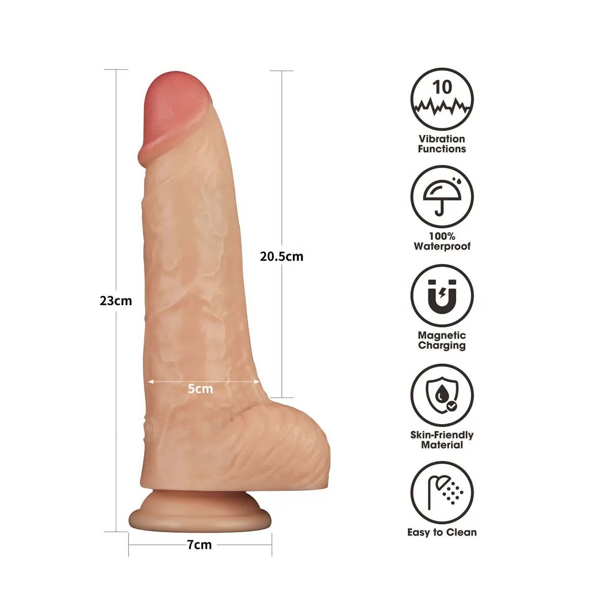 Vibratore dildo Realistico Powerbasics 23 cm