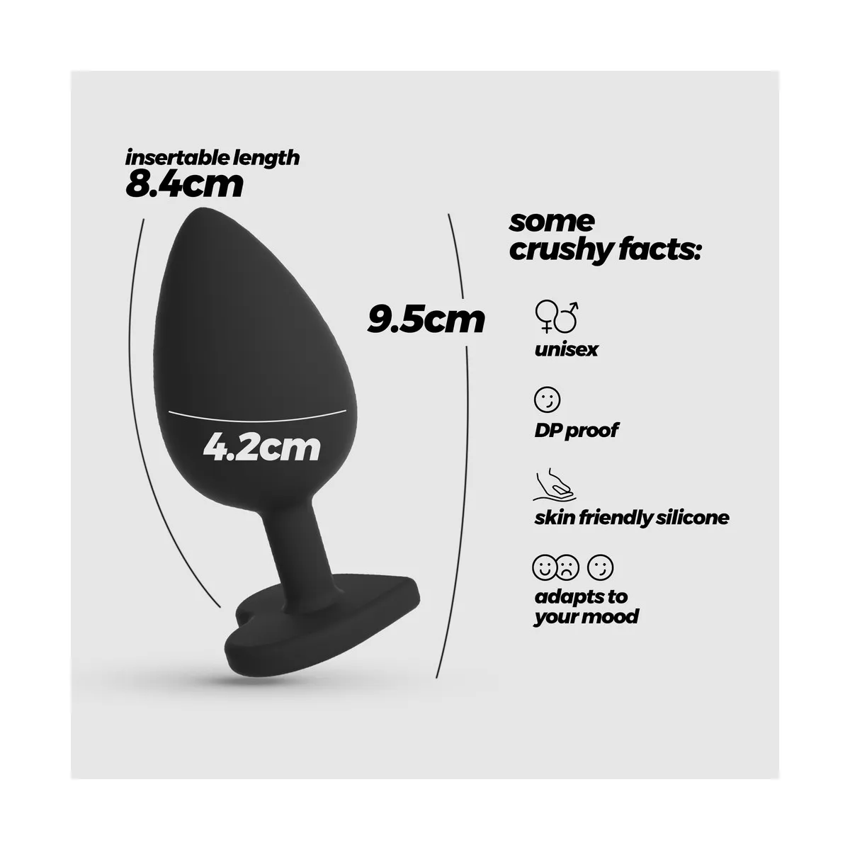 Plug Anale silicone cuore 9,5 cm da Ø 4,2 cm