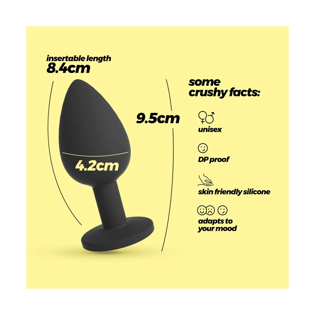 Plug Anale silicone nero 9,5 cm da Ø 4,2 cm