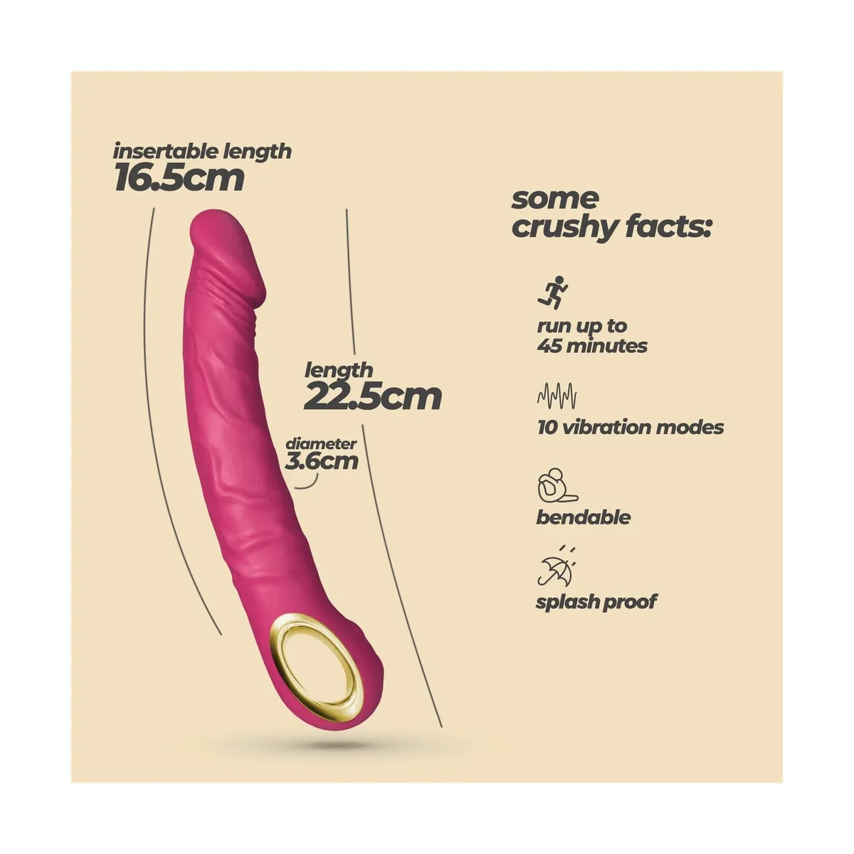 Vibratore Realistico presa ad anello 22,5 cm